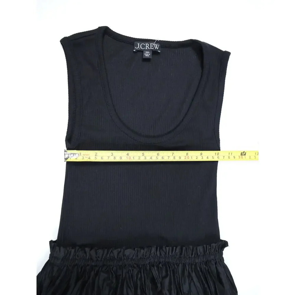 J.Crew Black Mixed Media Ribbed Tank Maxi Dress XXS Cotton Capsule Quiet Luxury